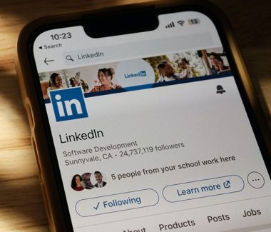 mobile device showing a LinkedIn profile